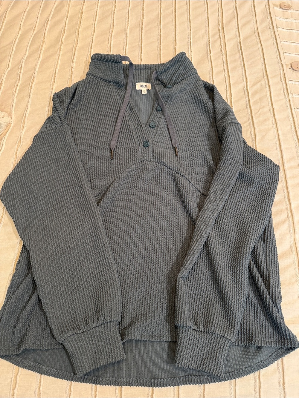 BKE Slate Blue Waffle-Knit Pullover